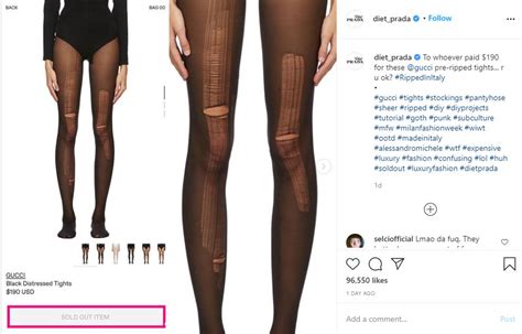 Gucci is selling ‘distressed’ tights with rips and ladders for £145.